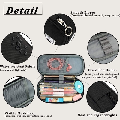 FUXINGYAO PENCIL CASE, MULTI-SLOT PENCIL POCH, PORTABLE PENCIL BAG, PEN CASE FOR& OFFICE ((BLACK))