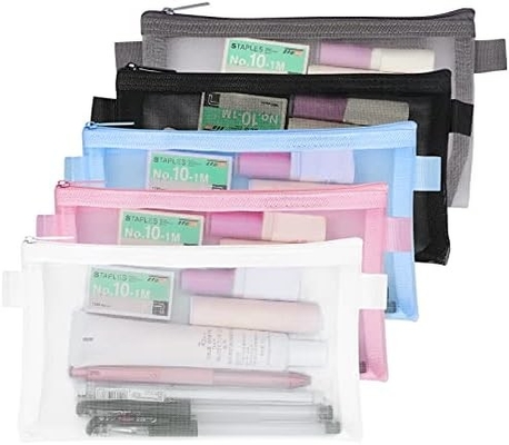 Klasik Pencil Case 4 Pack Zipper Pencil Bag, Multifungsi Clear Pen Bag Organizer Stationery Storage Bag