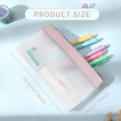 Klasik Pencil Case 4 Pack Zipper Pencil Bag, Multifungsi Clear Pen Bag Organizer Stationery Storage Bag