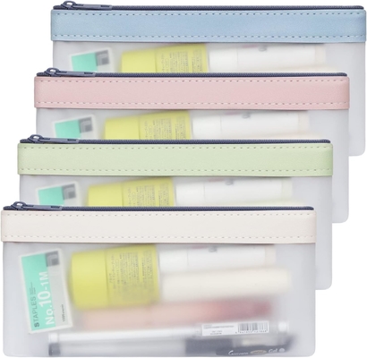 Klasik Pencil Case 4 Pack Zipper Pencil Bag, Multifungsi Clear Pen Bag Organizer Stationery Storage Bag