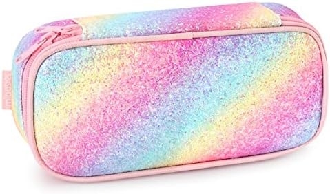 mibasies Kids Pencil Case for Girls and Boys Soft Rainbow Pen Box Bag (Rainbow 1)
