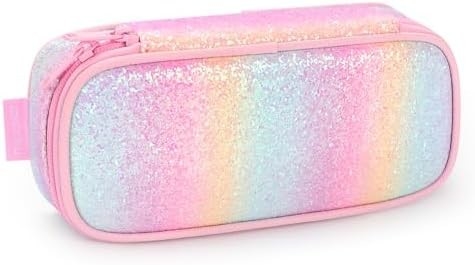 mibasies Kids Pencil Case for Girls and Boys Soft Rainbow Pen Box Bag (Rainbow 1)