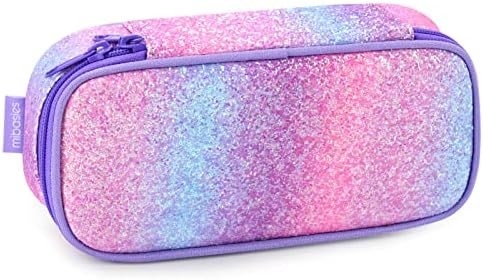 mibasies Kids Pencil Case for Girls and Boys Soft Rainbow Pen Box Bag (Rainbow 1)