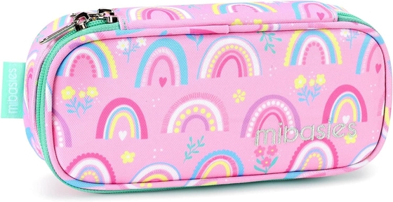 mibasies Kids Pencil Case for Girls and Boys Soft Rainbow Pen Box Bag (Rainbow 1)
