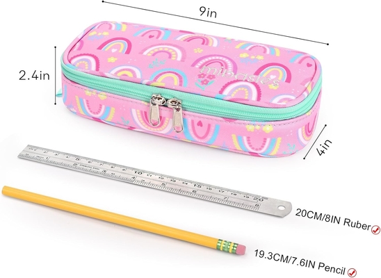 mibasies Kids Pencil Case for Girls and Boys Soft Rainbow Pen Box Bag (Rainbow 1)
