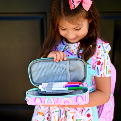 mibasies Kids Pencil Case for Girls and Boys Soft Rainbow Pen Box Bag (Rainbow 1)