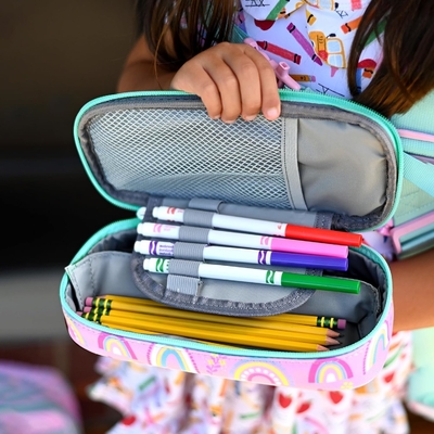 mibasies Kids Pencil Case for Girls and Boys Soft Rainbow Pen Box Bag (Rainbow 1)