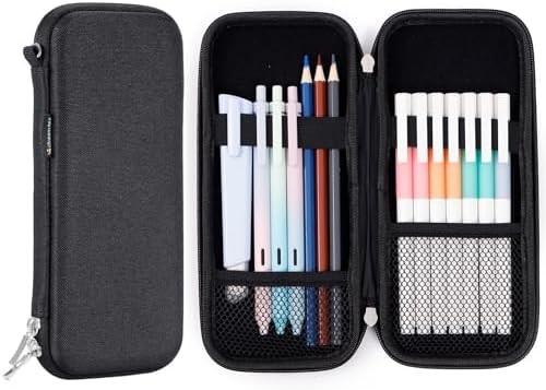 Idream365 Upgraded Hard Pencil Case Box For Adluts,Durable Pen Carrying Case dengan Zipper-Black