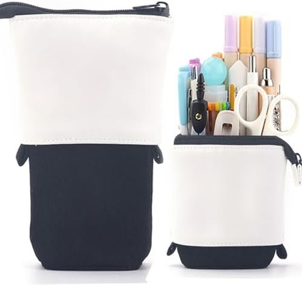 Telescopic Pencil Bag Pen Holder Case Stationery, PU Corduroy Stand-up retractable Transformer Bag Colorful Organizer,