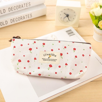 Kasus Pensil, Canvas Bunga Bunga Indah Kasus Pensil Zipper Kain Cantik Pohon Bunga Tas Pen 4 Pcs