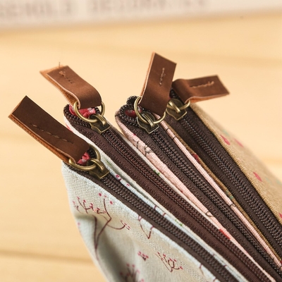 Kasus Pensil, Canvas Bunga Bunga Indah Kasus Pensil Zipper Kain Cantik Pohon Bunga Tas Pen 4 Pcs