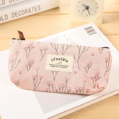 Kasus Pensil, Canvas Bunga Bunga Indah Kasus Pensil Zipper Kain Cantik Pohon Bunga Tas Pen 4 Pcs