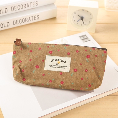 Kasus Pensil, Canvas Bunga Bunga Indah Kasus Pensil Zipper Kain Cantik Pohon Bunga Tas Pen 4 Pcs