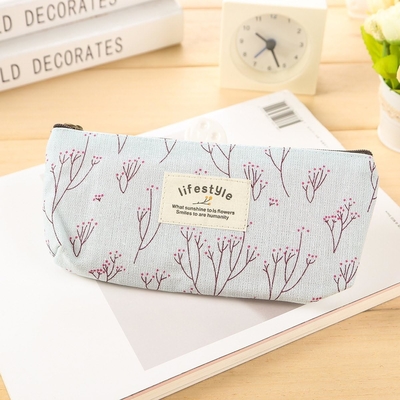 Kasus Pensil, Canvas Bunga Bunga Indah Kasus Pensil Zipper Kain Cantik Pohon Bunga Tas Pen 4 Pcs
