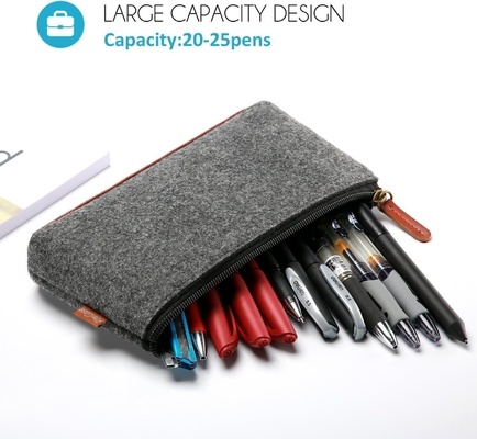 ProCase Pencil Bag Pen Case, Felt Student Stationery Pouch Zipper Bag Untuk Pena, Pensil, Highlighter, Pen Gel, Marker