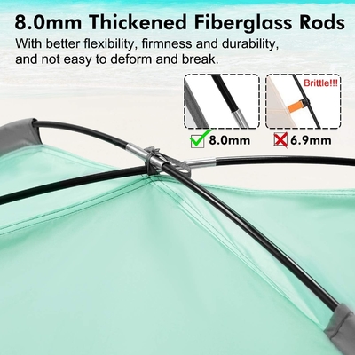 WhiteFang Beach Tent Anti-UV Portable Sun Shade Shelter untuk 3/4/6 Orang, Lantai yang dapat diperluas dengan 3 Lampu Ventilasi Mesh