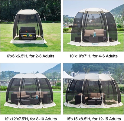 Alvantor Screen House Kamar Camping Tent Outdoor Canopy Pop Up Sun Shade Hexagon Shelter Mesh Dinding Tidak Waterproof 6'x6'