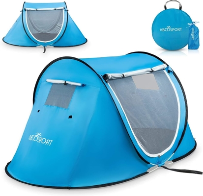 Abco 2-Person Pop Up Tent - Kabana Portable dengan 2 Pintu, tahan air dan perlindungan UV, Tas Pengangkut - Sky Blue