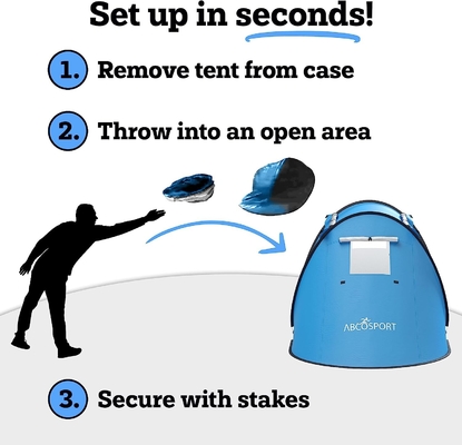 Abco 2-Person Pop Up Tent - Kabana Portable dengan 2 Pintu, tahan air dan perlindungan UV, Tas Pengangkut - Sky Blue