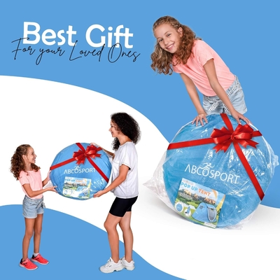 Abco 2-Person Pop Up Tent - Kabana Portable dengan 2 Pintu, tahan air dan perlindungan UV, Tas Pengangkut - Sky Blue