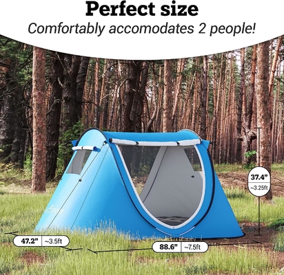 Abco 2-Person Pop Up Tent - Kabana Portable dengan 2 Pintu, tahan air dan perlindungan UV, Tas Pengangkut - Sky Blue