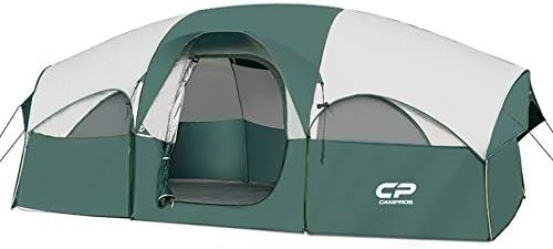 CAMPROS CP Tent 8 Orang Tenda Camping Tenda Keluarga Tahan Cuaca 5 Jendela Rantai Besar, Lapisan Ganda, Terbagi