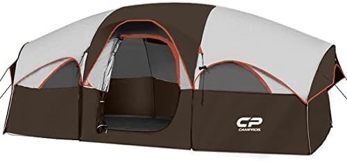 CAMPROS CP Tent 8 Orang Tenda Camping Tenda Keluarga Tahan Cuaca 5 Jendela Rantai Besar, Lapisan Ganda, Terbagi