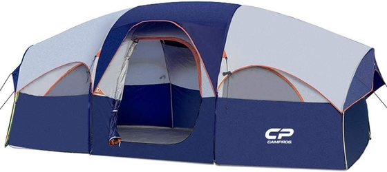 CAMPROS CP Tent 8 Orang Tenda Camping Tenda Keluarga Tahan Cuaca 5 Jendela Rantai Besar, Lapisan Ganda, Terbagi