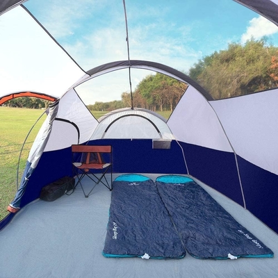 CAMPROS CP Tent 8 Orang Tenda Camping Tenda Keluarga Tahan Cuaca 5 Jendela Rantai Besar, Lapisan Ganda, Terbagi