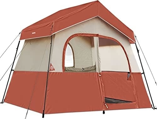HIKERGARDEN 6 orang tenda perkemahan - portabel mudah mengatur tenda keluarga untuk perkemahan, kain tahan angin tenda kabin luar ruangan