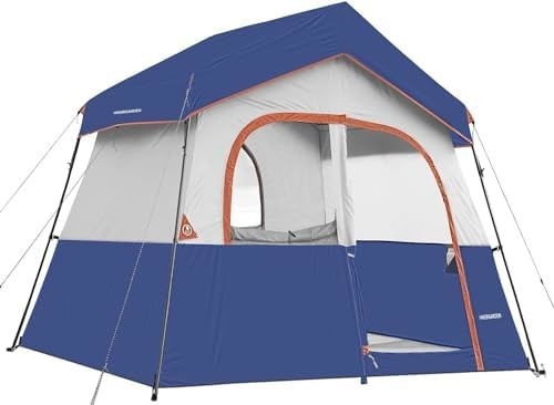 HIKERGARDEN 6 orang tenda perkemahan - portabel mudah mengatur tenda keluarga untuk perkemahan, kain tahan angin tenda kabin luar ruangan