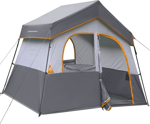 HIKERGARDEN 6 orang tenda perkemahan - portabel mudah mengatur tenda keluarga untuk perkemahan, kain tahan angin tenda kabin luar ruangan