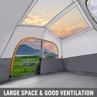 HIKERGARDEN 6 orang tenda perkemahan - portabel mudah mengatur tenda keluarga untuk perkemahan, kain tahan angin tenda kabin luar ruangan