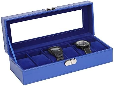 NEX 6 Slot Watch Box Organizer untuk Pria, Black Watch Holder Stand Display Storage Case