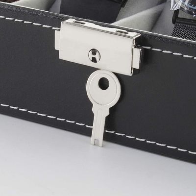 NEX 6 Slot Watch Box Organizer untuk Pria, Black Watch Holder Stand Display Storage Case