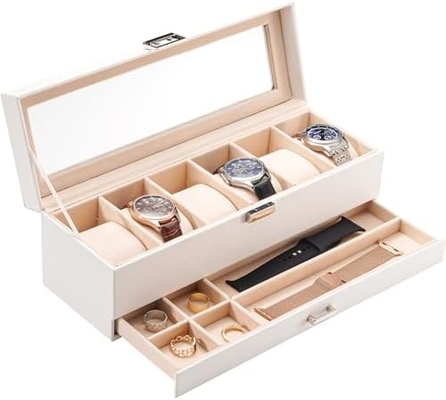 ProCase Watch Box Organizer untuk Pria, 6 Slot Watch Display Case dengan Laci, Hari Ayah Hadiah Pria Watch Holder Watch