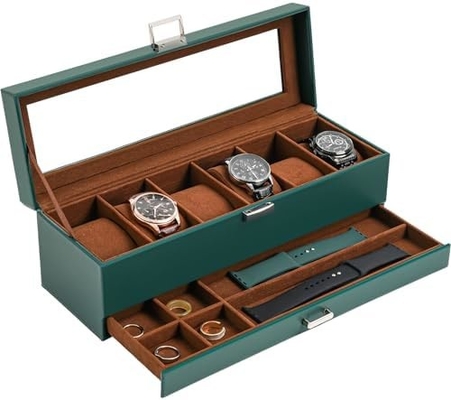 ProCase Watch Box Organizer untuk Pria, 6 Slot Watch Display Case dengan Laci, Hari Ayah Hadiah Pria Watch Holder Watch