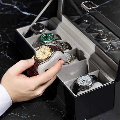 ProCase Watch Box Organizer untuk Pria, 6 Slot Watch Display Case dengan Laci, Hari Ayah Hadiah Pria Watch Holder Watch