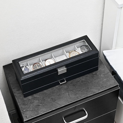 ProCase Watch Box Organizer untuk Pria, 6 Slot Watch Display Case dengan Laci, Hari Ayah Hadiah Pria Watch Holder Watch