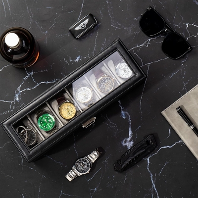 ProCase Watch Box Organizer untuk Pria, 6 Slot Watch Display Case dengan Laci, Hari Ayah Hadiah Pria Watch Holder Watch
