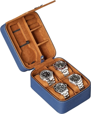 ROTHWELL 5 Watch Travel Case Storage Organizer untuk 5 Jam Tangan