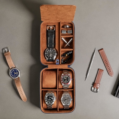 ROTHWELL 5 Watch Travel Case Storage Organizer untuk 5 Jam Tangan