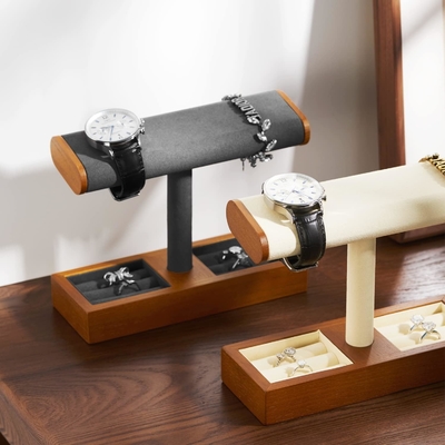 Solid Wood Watch Display Stand T-bar Watch Stand Perhiasan Holder Stand Kasus Jam Tangan Untuk Pria Watch Holder Organizer Untuk Pria