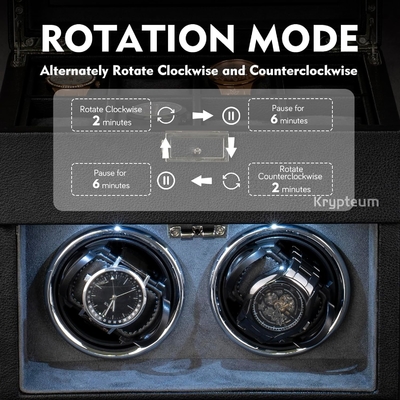 Automatic Double Watch Winder dengan 8 Extra Storage Box, Double Automatic Watch Winder Box dengan Organiser Perhiasan,