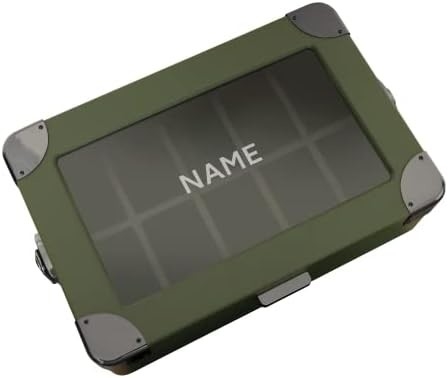 KASE ELEGANCE Militer 10 Slot Watch Box Case Organizer untuk Pria, Top Kaca Asli, Modular Valet Tray,