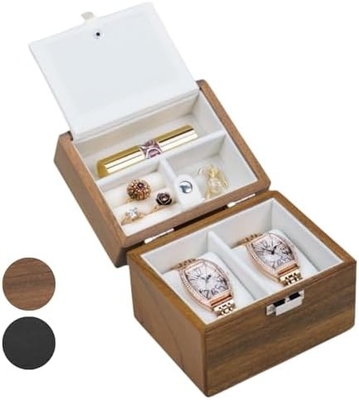 Kotak Jam Tangan, Kasus Perjalanan Jam Tangan Untuk Pria, Jam Tangan Kayu Dan Pemegang Perhiasan Organiser Untuk Wanita, Perlindungan Portable 2-Slot Watc