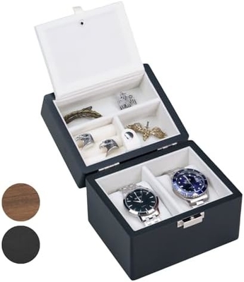 Kotak Jam Tangan, Kasus Perjalanan Jam Tangan Untuk Pria, Jam Tangan Kayu Dan Pemegang Perhiasan Organiser Untuk Wanita, Perlindungan Portable 2-Slot Watc