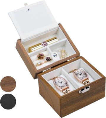 Kotak Jam Tangan, Kasus Perjalanan Jam Tangan Untuk Pria, Jam Tangan Kayu Dan Pemegang Perhiasan Organiser Untuk Wanita, Perlindungan Portable 2-Slot Watc