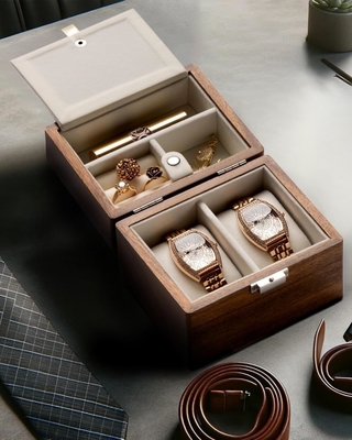 Kotak Jam Tangan, Kasus Perjalanan Jam Tangan Untuk Pria, Jam Tangan Kayu Dan Pemegang Perhiasan Organiser Untuk Wanita, Perlindungan Portable 2-Slot Watc