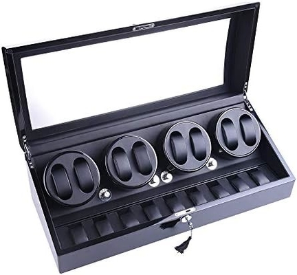 Jam tangan Winder, XTELARY Luxury 4 Motor Quad Jam tangan Winder untuk Jam tangan otomatis Aman &amp; Kayu Display Box Case 8 + 9 Penyimpanan